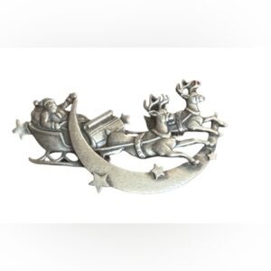 Santa Sleigh Brooch stainless steel